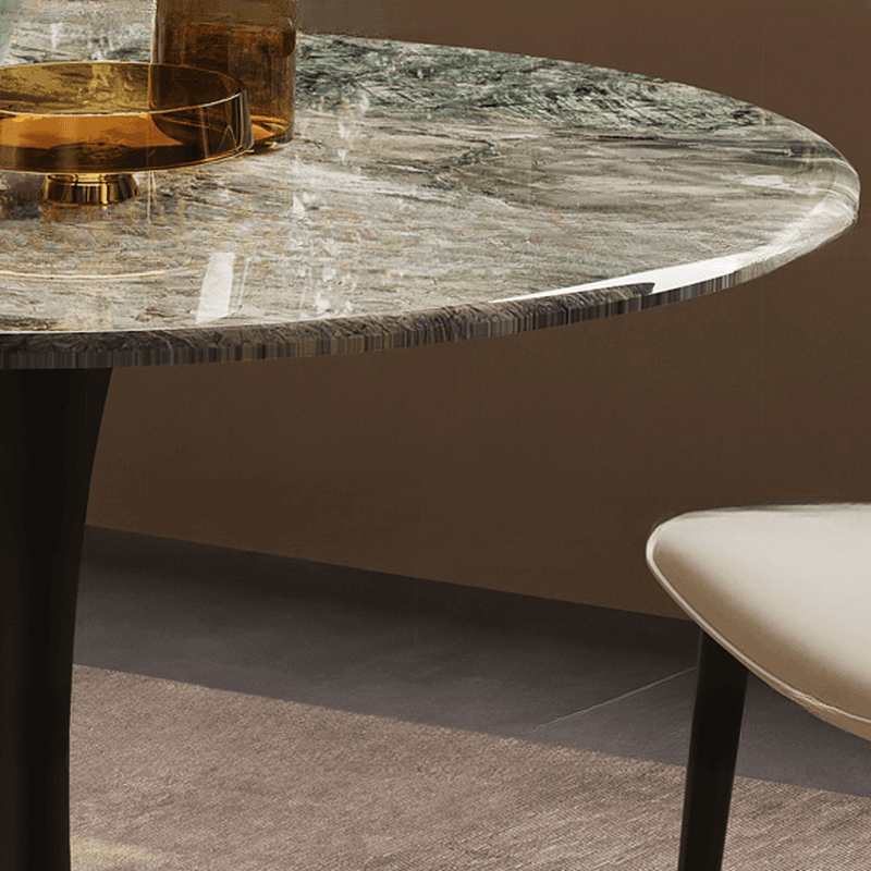 Art Deco Multi-Color Rounded Dining Table with Stone Top, Scratch-immune, Standard Height, Seats 2 thumbnail 9