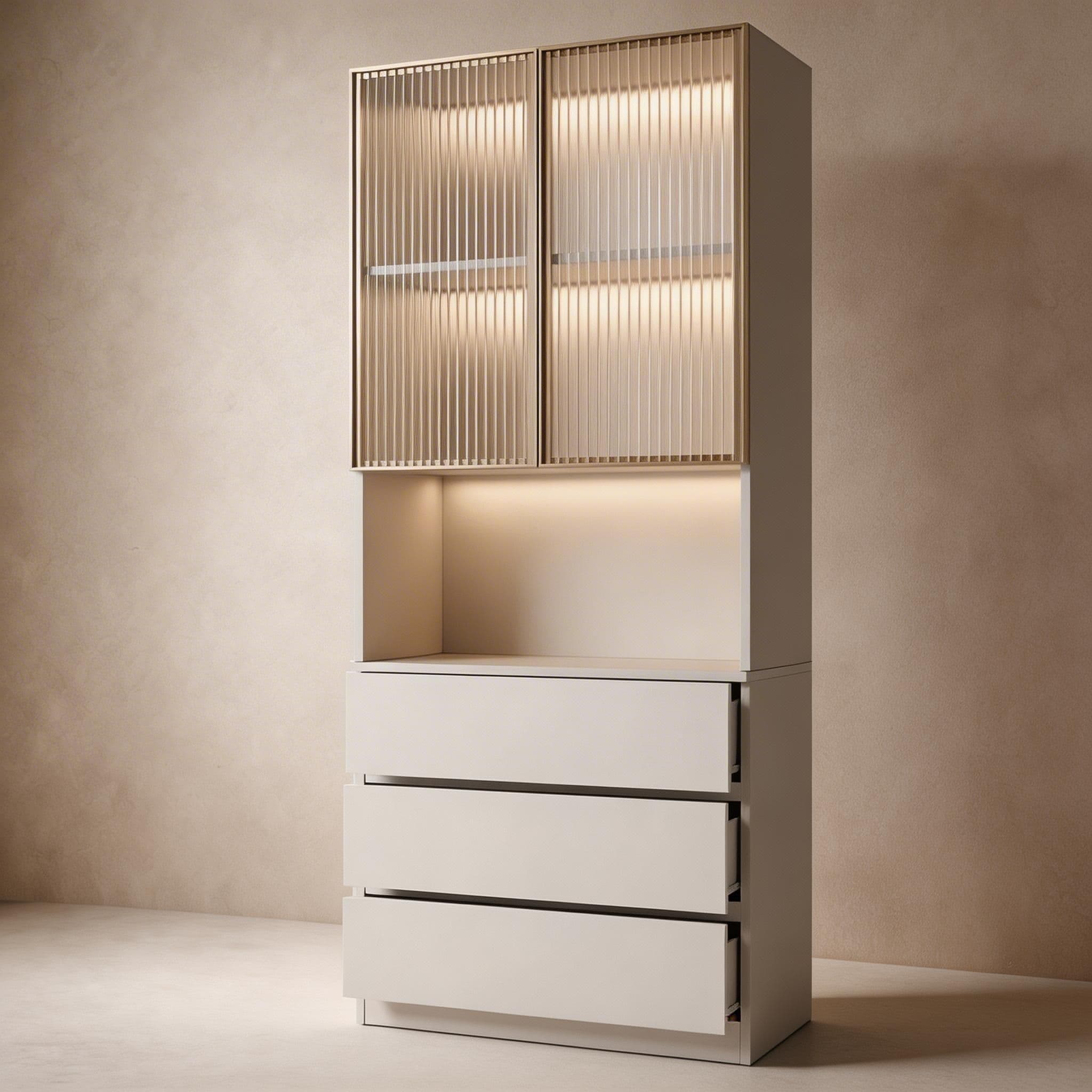 Trendy Sideboard with 3 Drawers, Cupboard, Wide/Standard/Narrow Sizes, 2/1 Shelves, Cabinets, and Glass-panel Door thumbnail 49