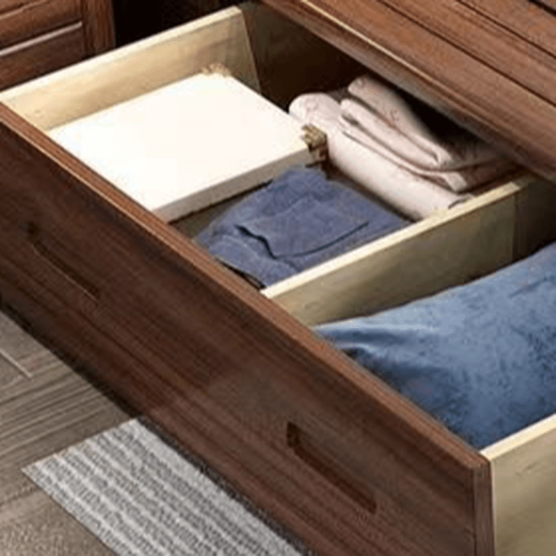 Old School Lumber Framed Solid Color Platform Storage Bed/Storage Panel Bed for Bedroom, 2 Storage Boxes Included/Not Included thumbnail 6