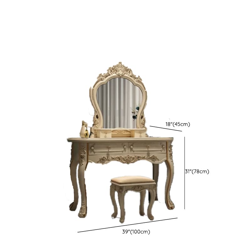 Standard/Small/Large Retro Cream Timber Vanity Set with Chair & Standing Mirror thumbnail 14