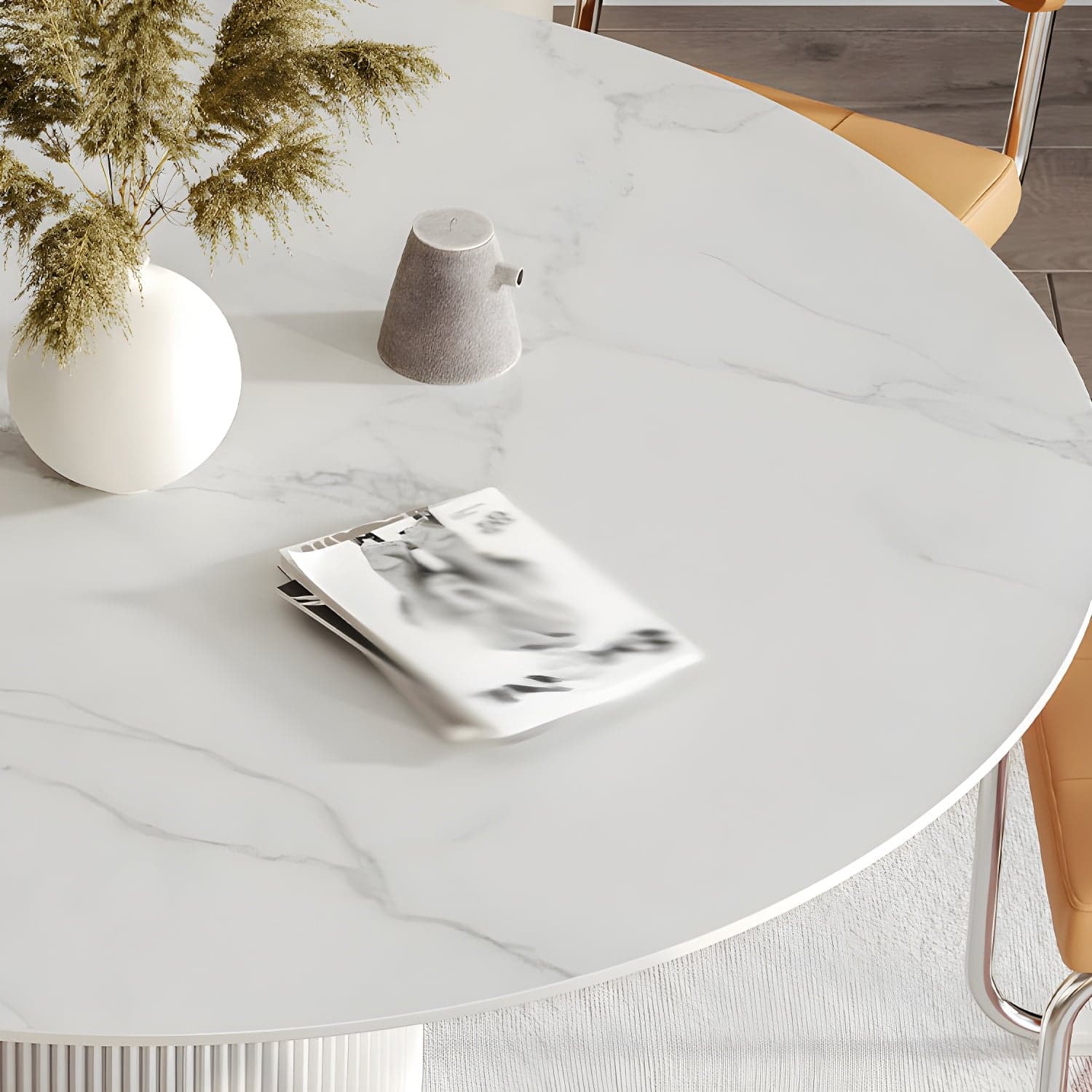 Modern 1/4/5/7 Pieces Dining Set Round Stone Dining Table for Dining Room thumbnail 4