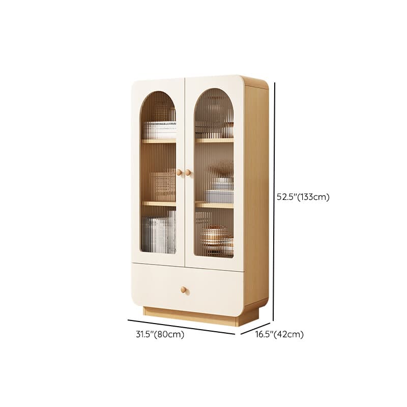Modern White Lumber Narrow Sideboard with Single Drawer, 4 Shelves/Three Internal Shelves/Two Internal Shelves, Glass-panel Door thumbnail 24