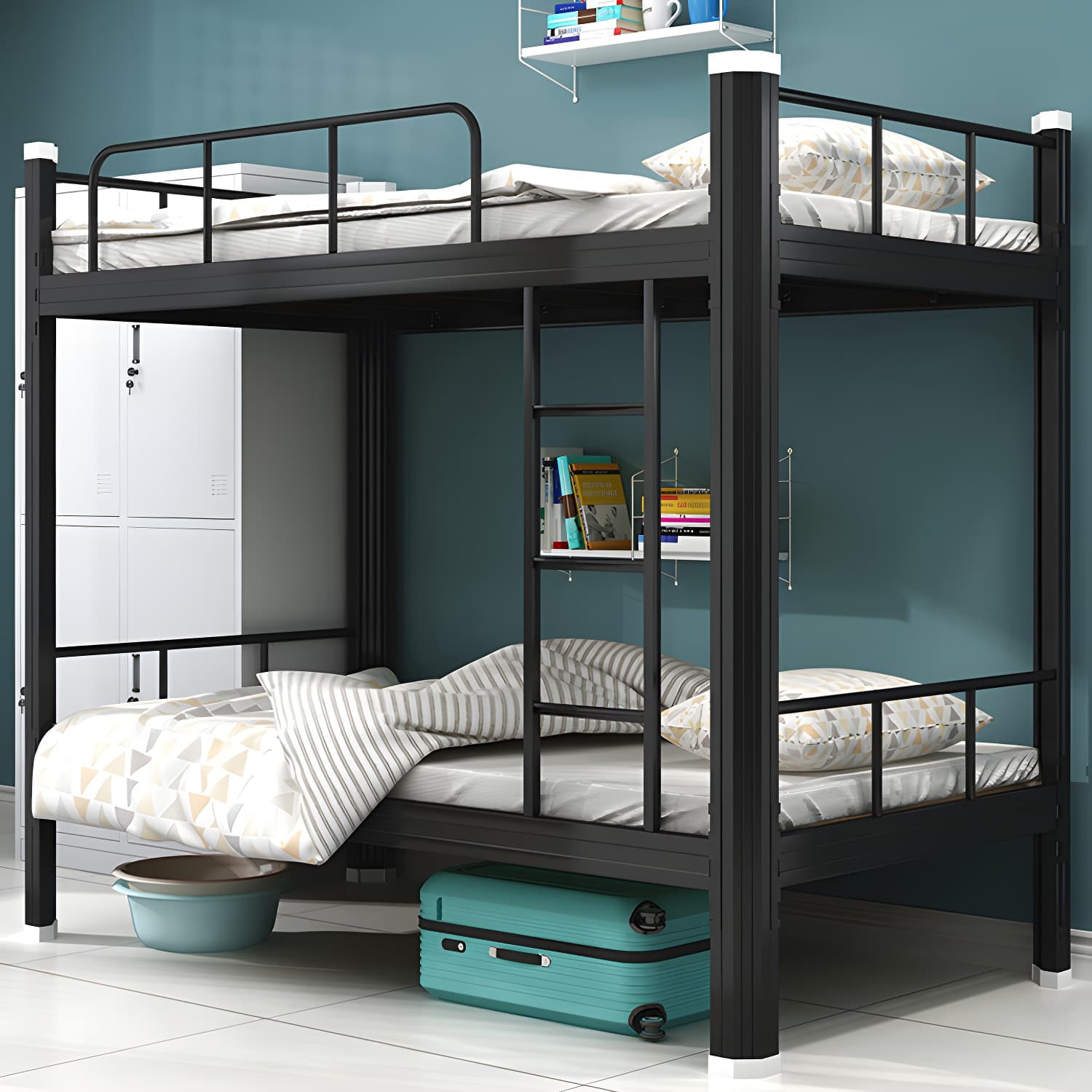 Modern Bunk Bed Dormitory Bedroom Metal Bed Frame with With Headboard and Footboard thumbnail 4