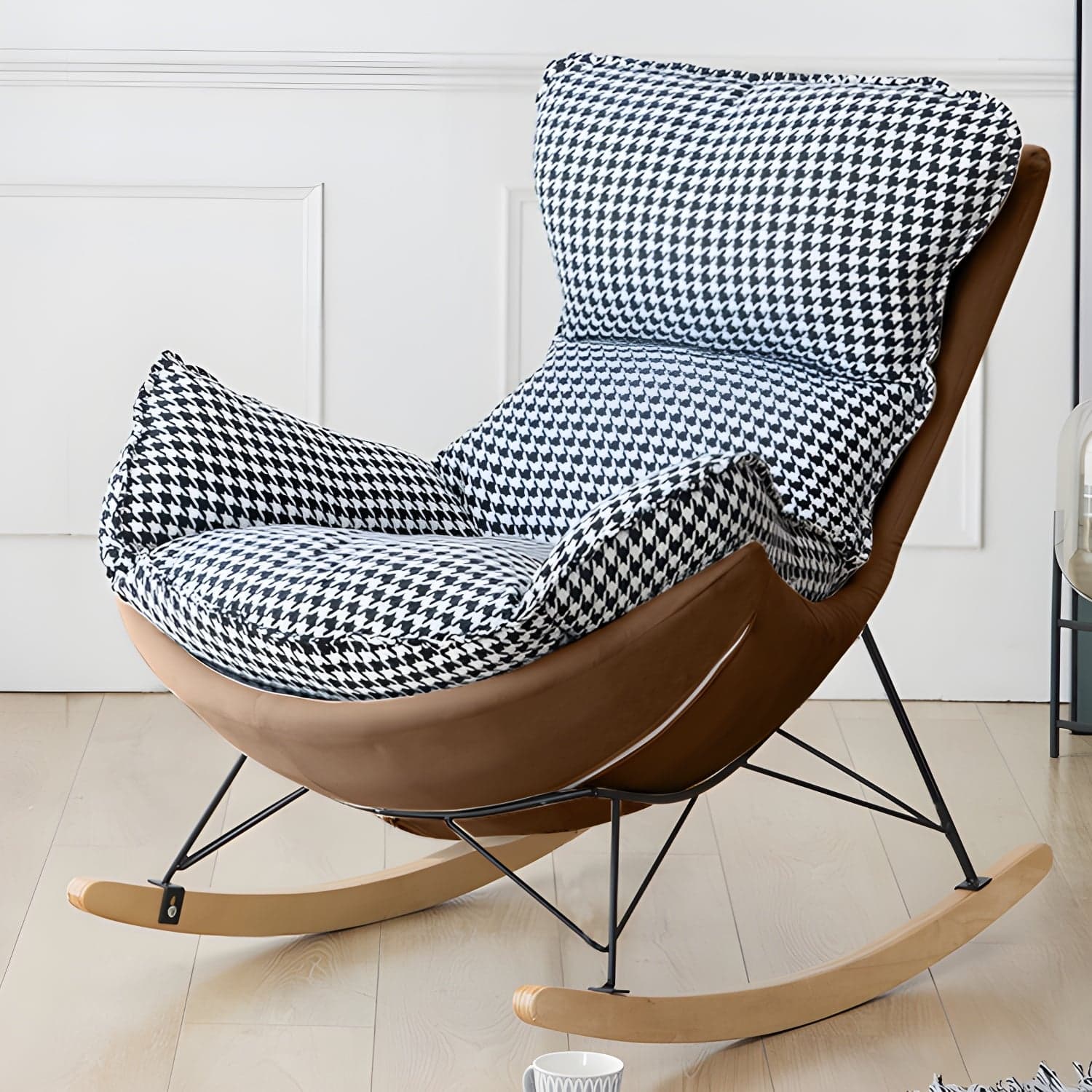 Stylish and Comfortable Modern Upholstered Rocking Chair with Removable Back Cushion thumbnail 3