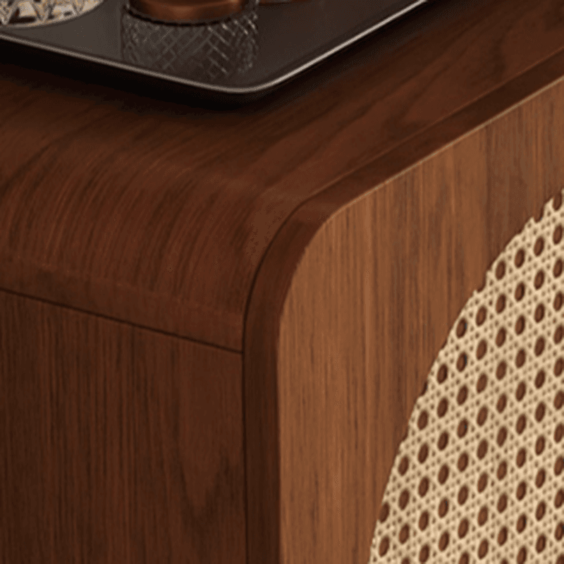 Simple Rectangular Accent Cabinet with Storage, Engineered Wood Countertop, Pull Knobs, Auburn Top, and Soft Close Drawer thumbnail 4