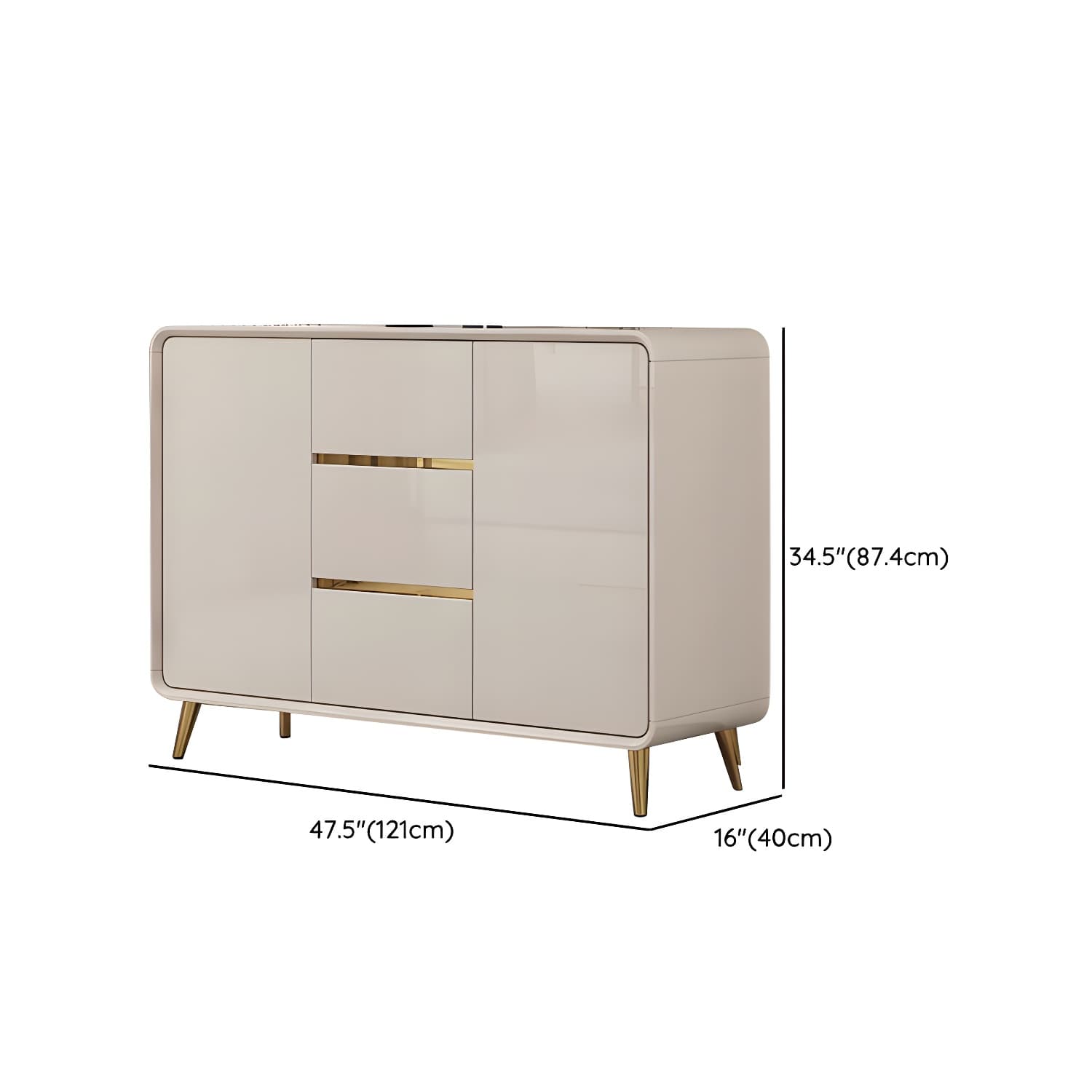 White Glam Sideboard Credenza with Adjustable Shelving and 3 Drawers thumbnail 20