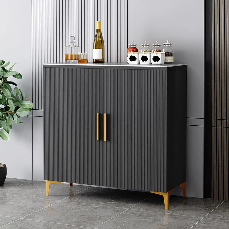 Wood Sideboard/Credenza 35 Inches Wide Glam Style, No Drawers, 2-Door Cabinet thumbnail 3