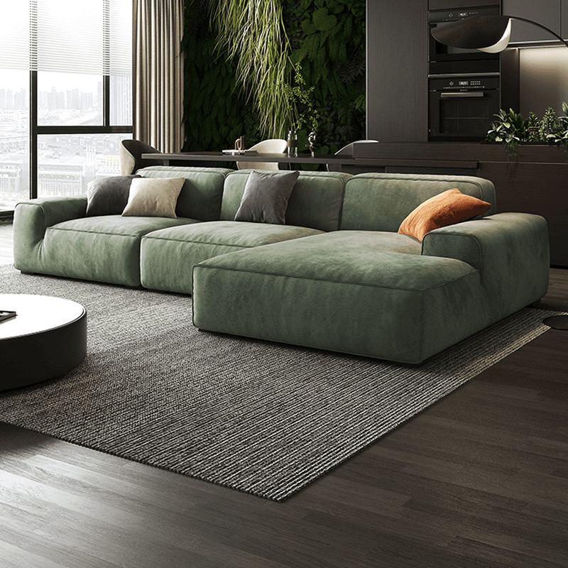 Living Room Use L-Shape/Straight Pine Green Right Hand Facing/Horizontal Sofa Chaise/Sofa with Concealed Support thumbnail 3