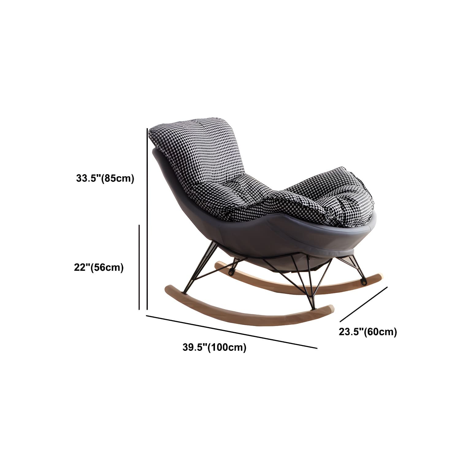 Solid Wood Rocking Chair Modern Rocker Chair with Removable Cushions thumbnail 27