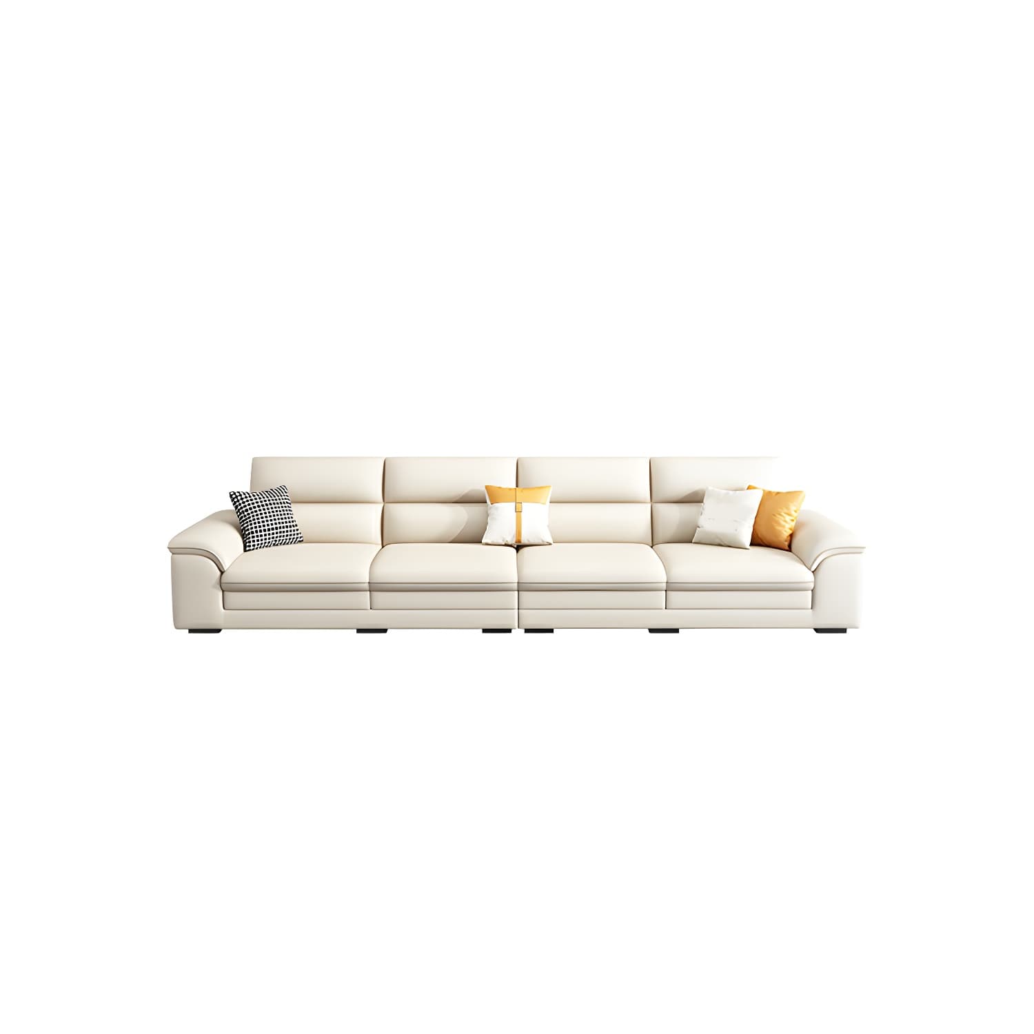 Modern Beige Stationary Sectional Sofa in Scratching Cloth with Wood Frame and Pillow Top Arms thumbnail 5