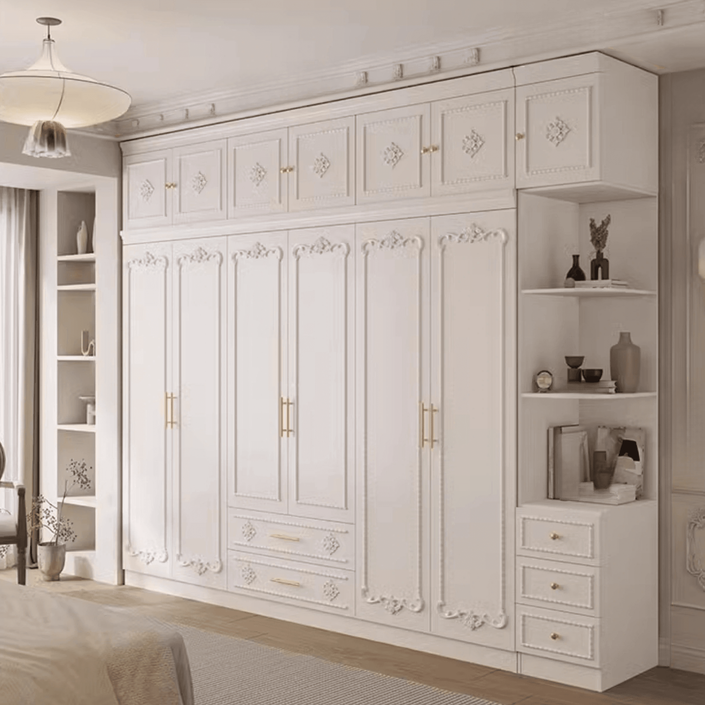 White Simple Timber Wardrobe Closet Soft Close Drawer Soft Close Door Interior Shelves thumbnail 14
