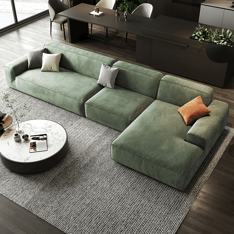 Living Room Use L-Shape/Straight Pine Green Right Hand Facing/Horizontal Sofa Chaise/Sofa with Concealed Support thumbnail 1