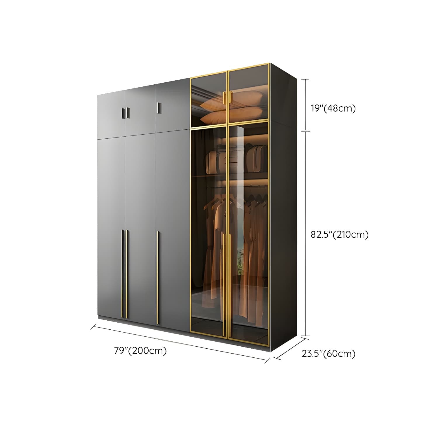 Modern Black Wood Wardrobe Armoire with Soft-Close Drawers & Clothing Rod thumbnail 22
