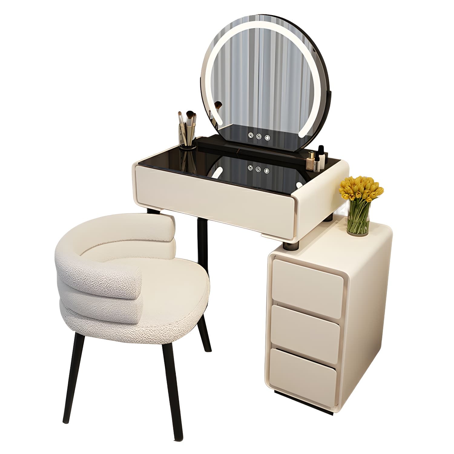 Solid Wood Stylish Makeup Vanity Set with Drawers in Modern Style thumbnail 6