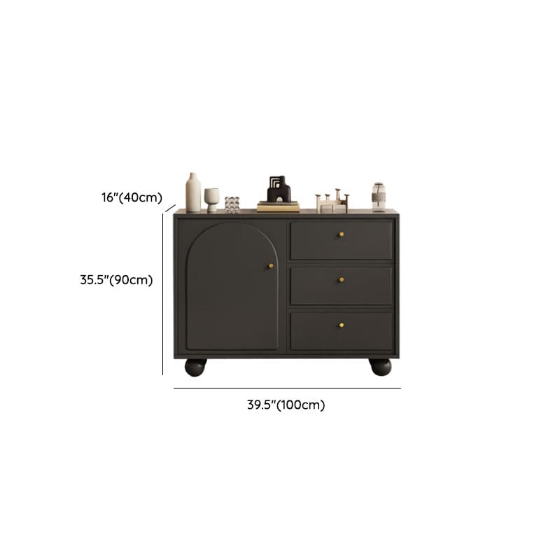 Midnight Black Modern Sideboard with 3 Drawers, Standard Size, 1 Shelf, Larder Storage, and 2 Doors thumbnail 12