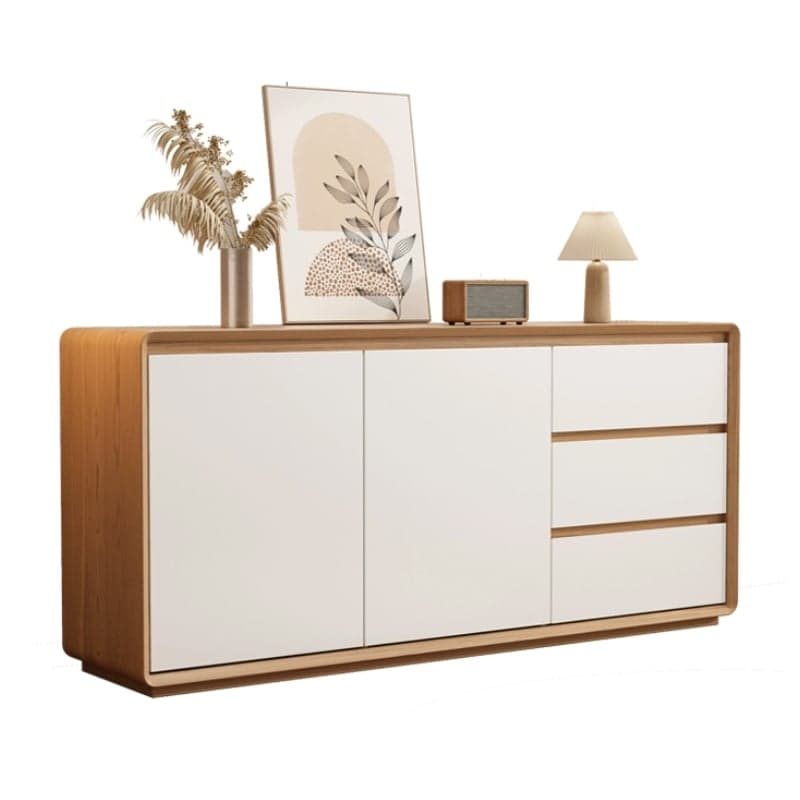 Wooden Modern Sideboard Credenza with 3 Drawers and 2 Cabinets for Storage thumbnail 5