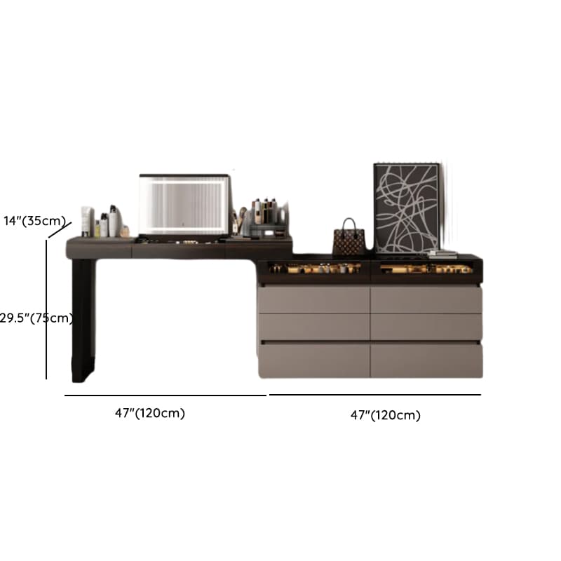 Space-saving Vanity Set with 7/11 Drawers, Lighting, Dividers, 2-in-1 Design, and Adjustable Touch Brightness thumbnail 13
