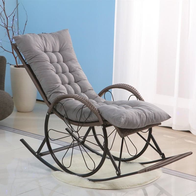 Old School Pecan/Light Green/Sand Cane Rocking Chair with Rear and Wagon Wheel Shaped Arms thumbnail 5