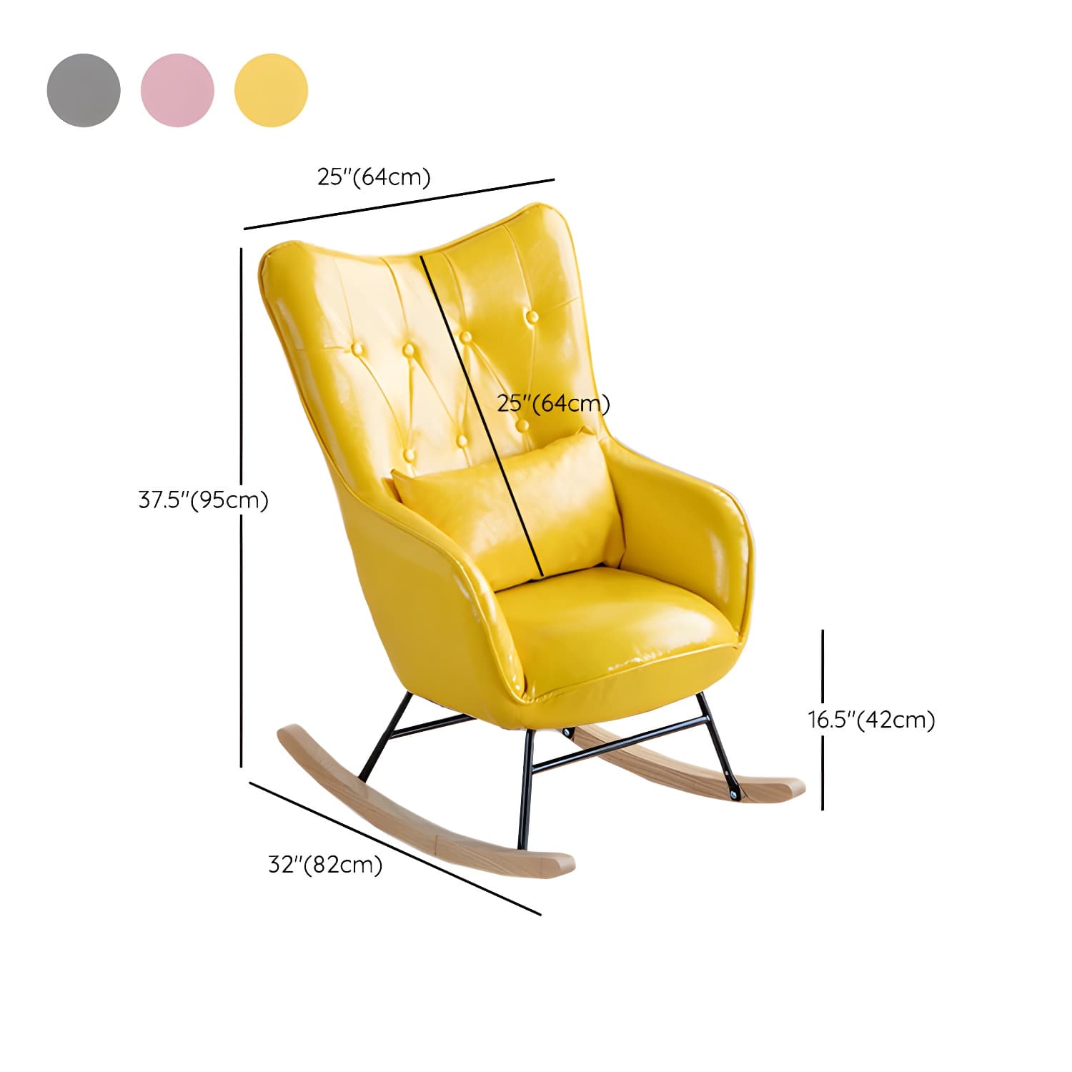 Stylish Modern Upholstered Rocking Chair with Natural Wood Legs and Tufted Back Cushion thumbnail 20