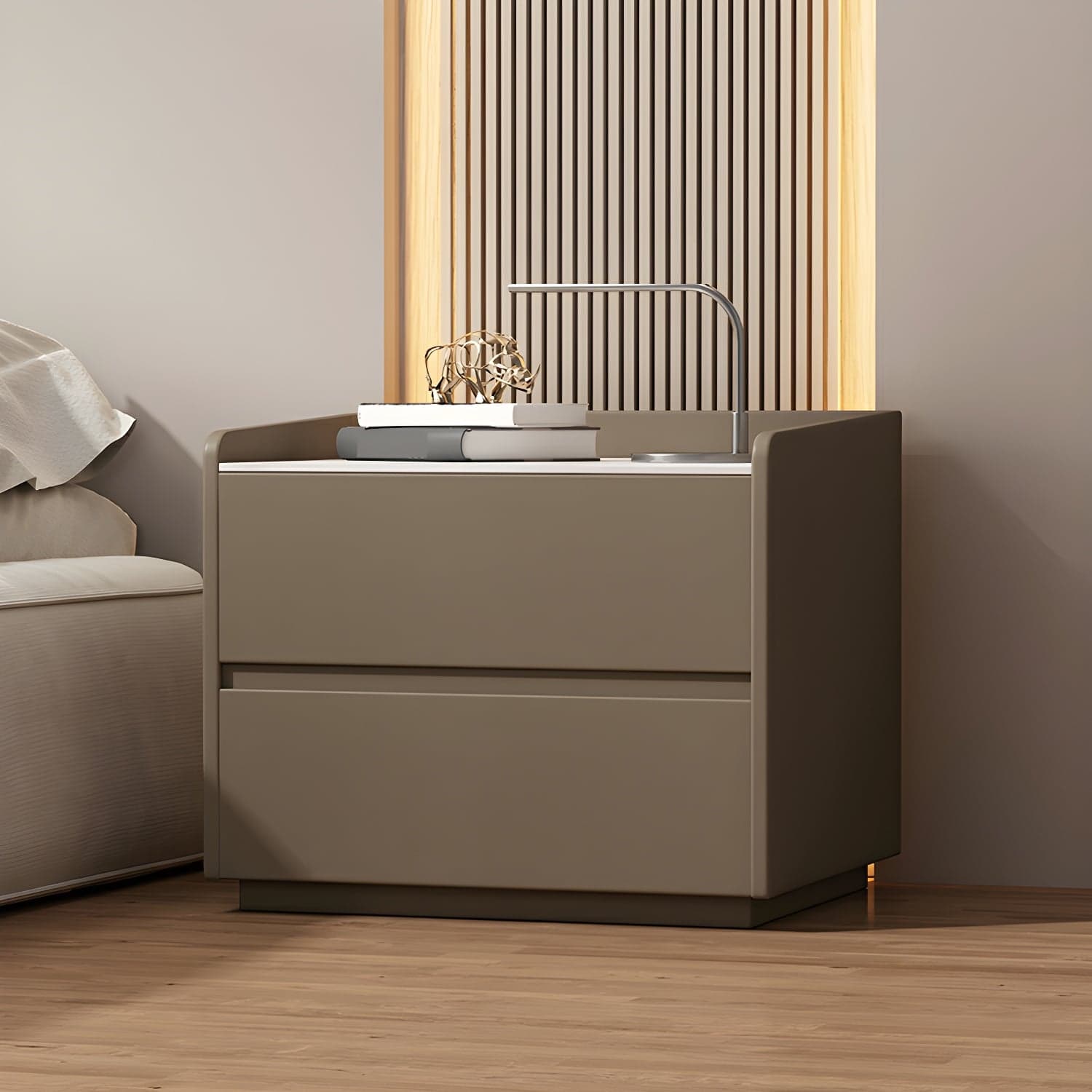 White Slate Countertop Nightstands Increase The Surrounding Height to Prevent Falling thumbnail 8