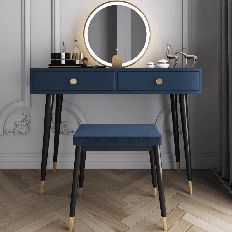 Modish Standard/Small Makeup Vanity with Solid+Engineered Wood Table Top and 3/2 Drawers thumbnail 2