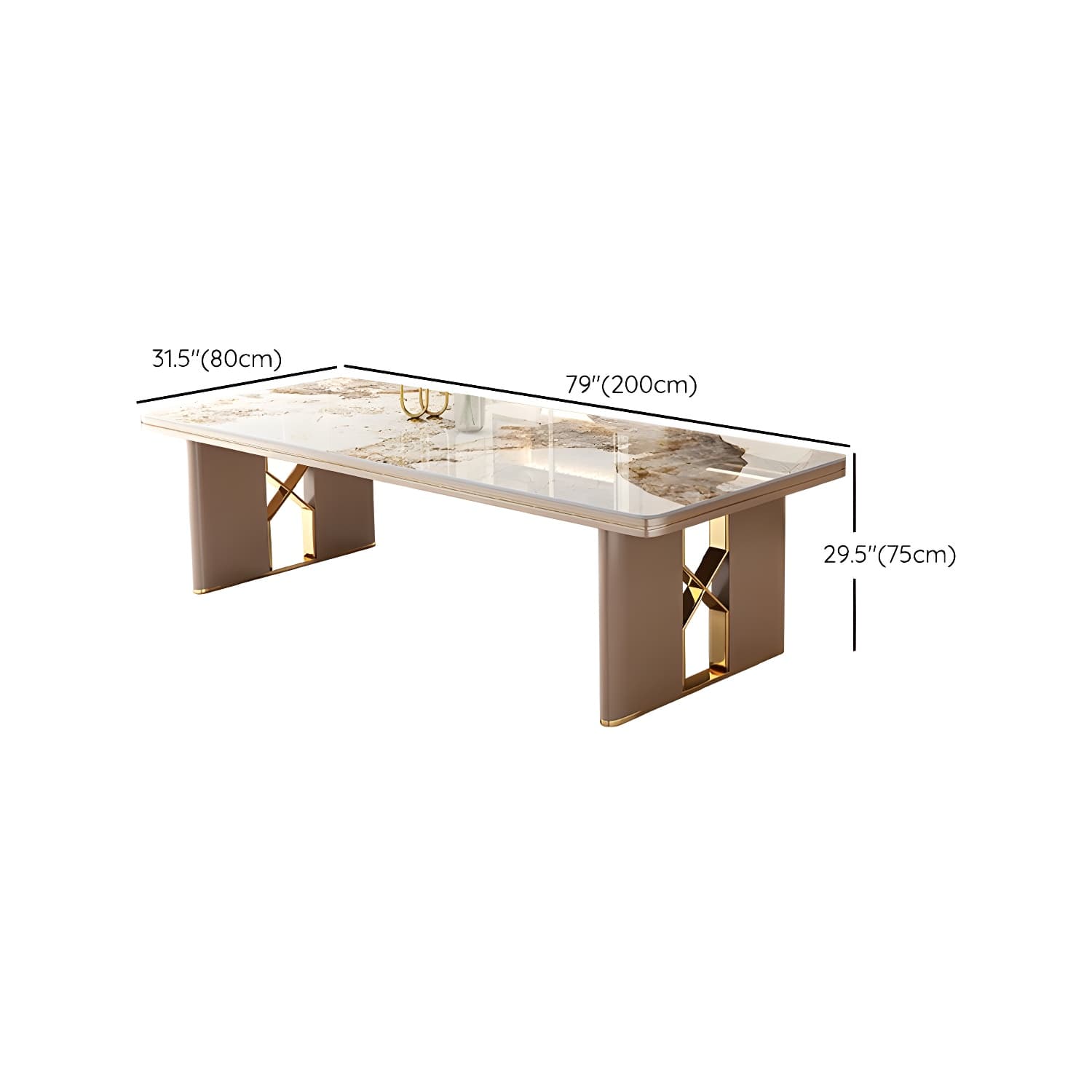 Glamoro 80cm Rectangular Metal Dining Set in Off-White with Gold Base thumbnail 15