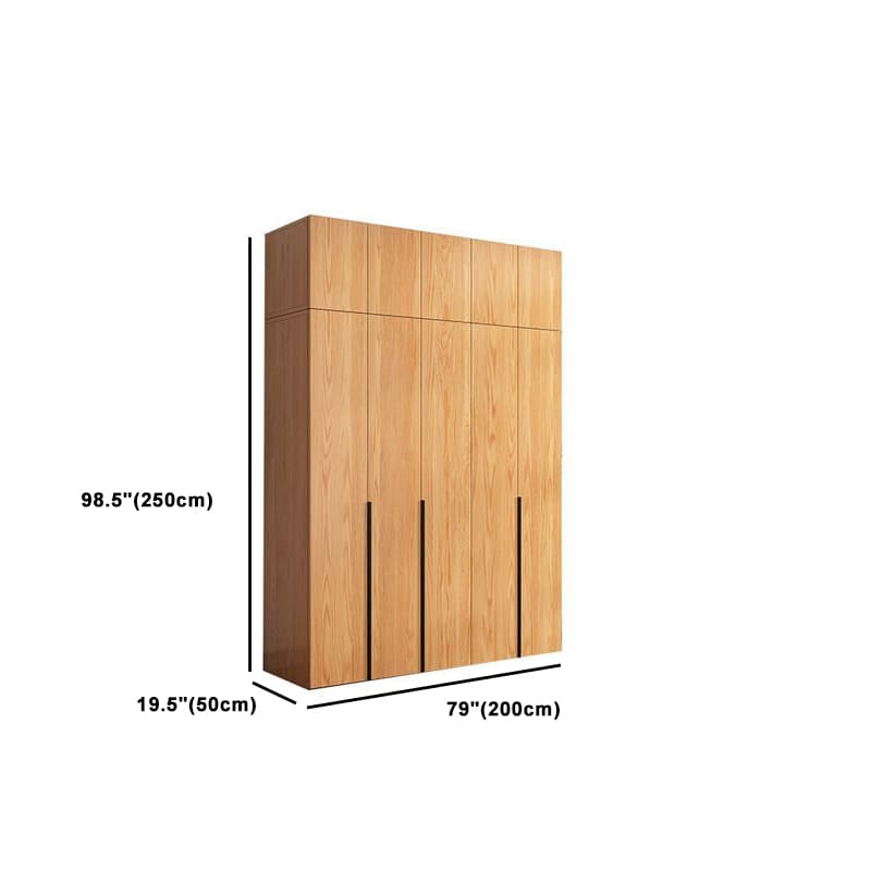 Natural Wood Freestanding Wardrobe Closet with Natural Doors thumbnail 23