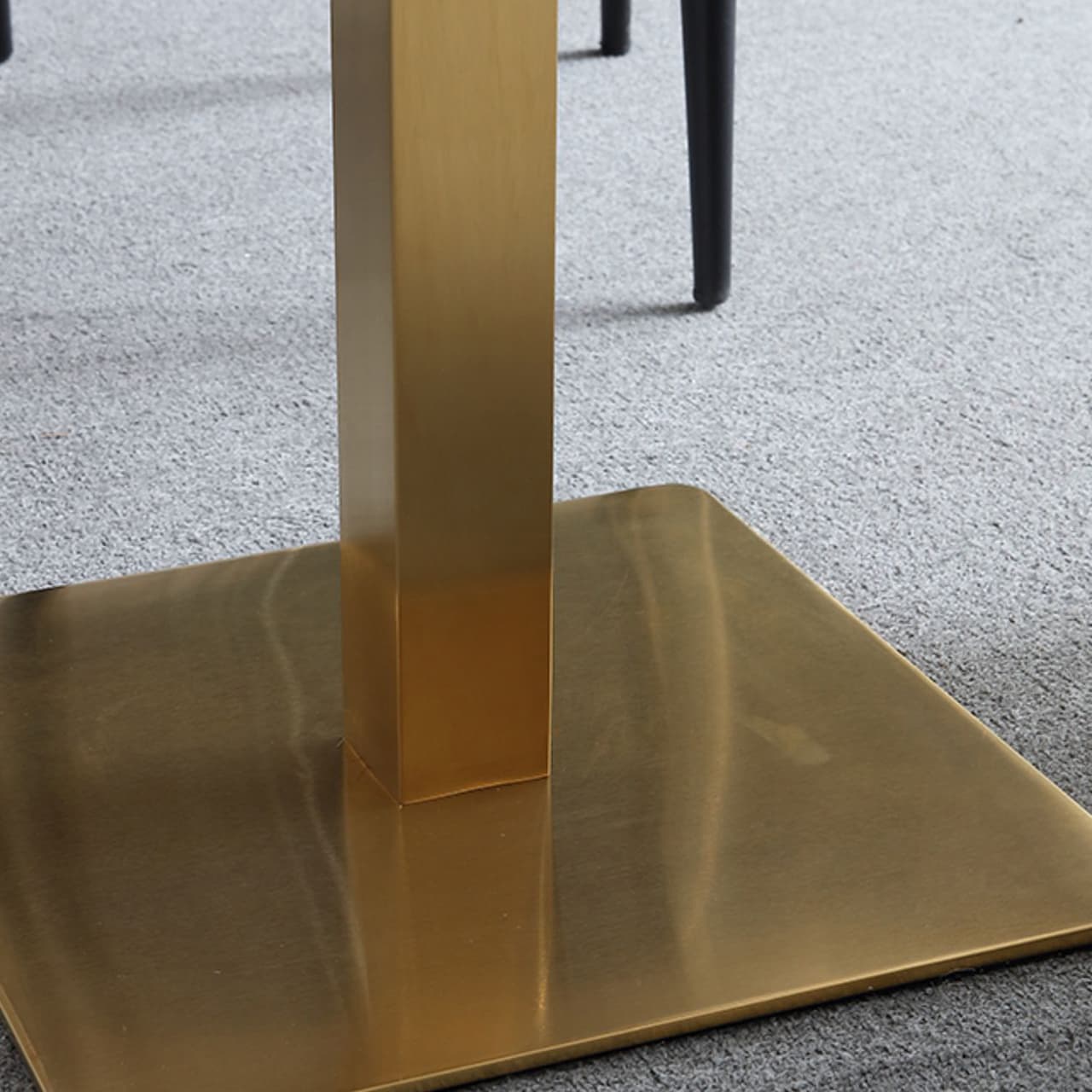 Industrial Square Dinner Table Sintered Stone Table with Metal Base for Home thumbnail 9