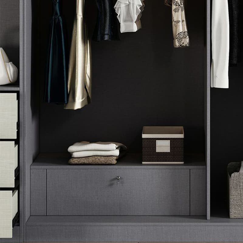 Contemporary Grey Wood Freestanding Cabinet Armoire with Lock, Interior Shelves & Soft Close Drawer thumbnail 9