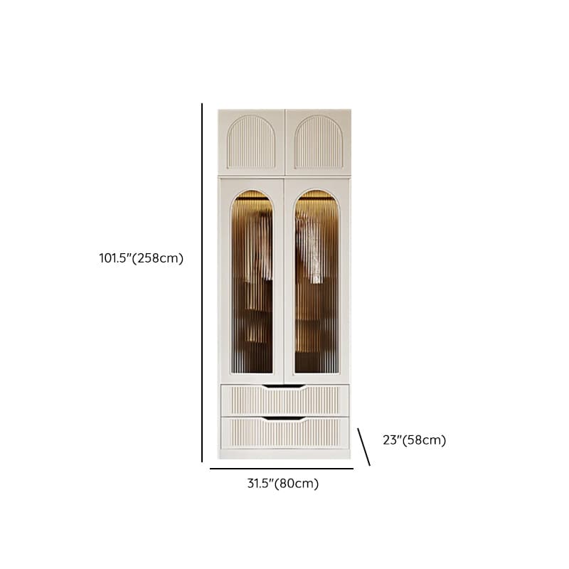 Chalk Composite Wood Cabinet Armoire with Soft Close Drawer, Specular Mirror, Soft Close Door, Interior Shelves, and Clothing Rod thumbnail 17