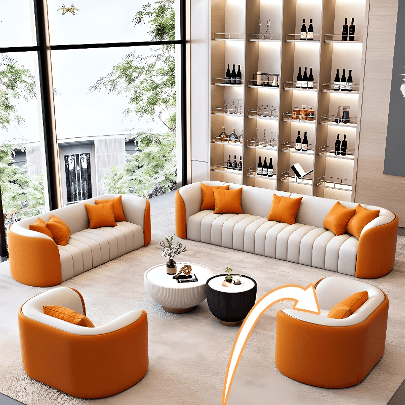 Trendy Grey/Ivory Solid Color 3-seater/for 2/1 Person Floor Sofa/Loveseat/Single Sofa with Tuxedo Arm for Sitting Room thumbnail 5