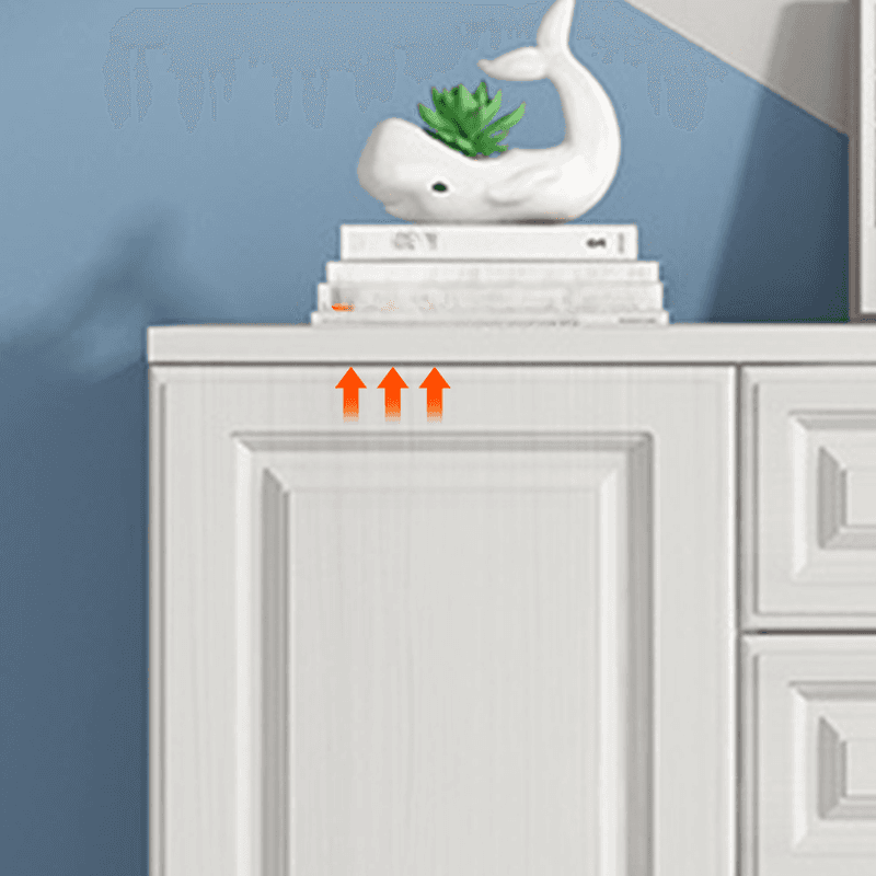 Modern Standalone Timber Utility Cabinet with Storage Drawer and Pull Bars in White thumbnail 3