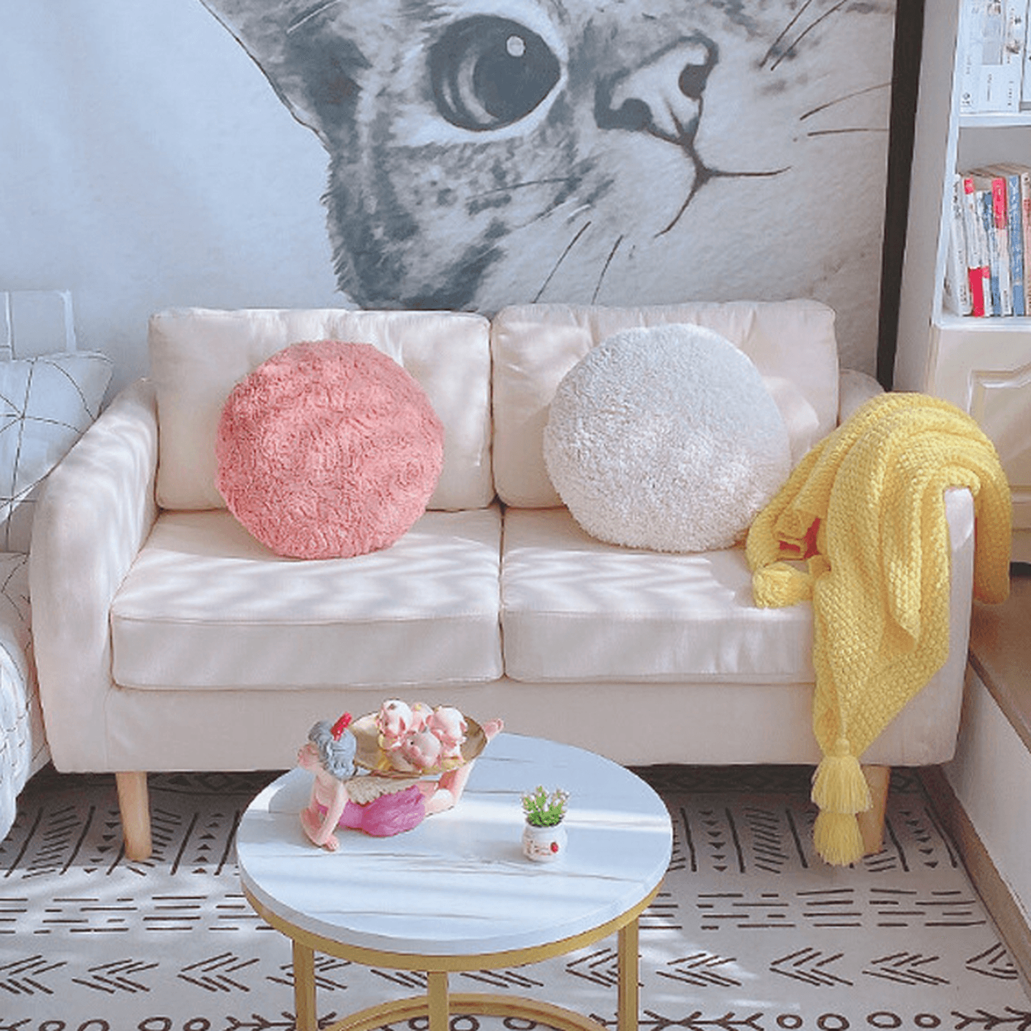 Cream/Dove Grey/Cerulean Loveseat with Slipcover, Wide Pillow Back, Receptacle and 2 Pillows thumbnail 16
