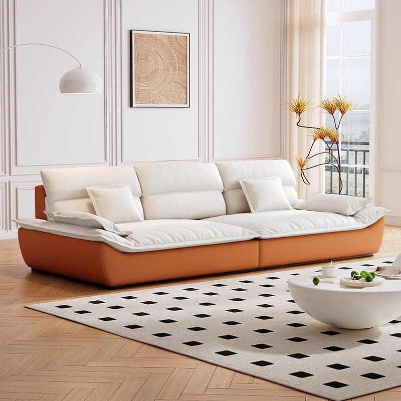 Contemporary Scratch-tolerant Solid Color Standard Sofa in Dark Gray/White/Light Blue, Seats 5 with 2 Pillows thumbnail 11