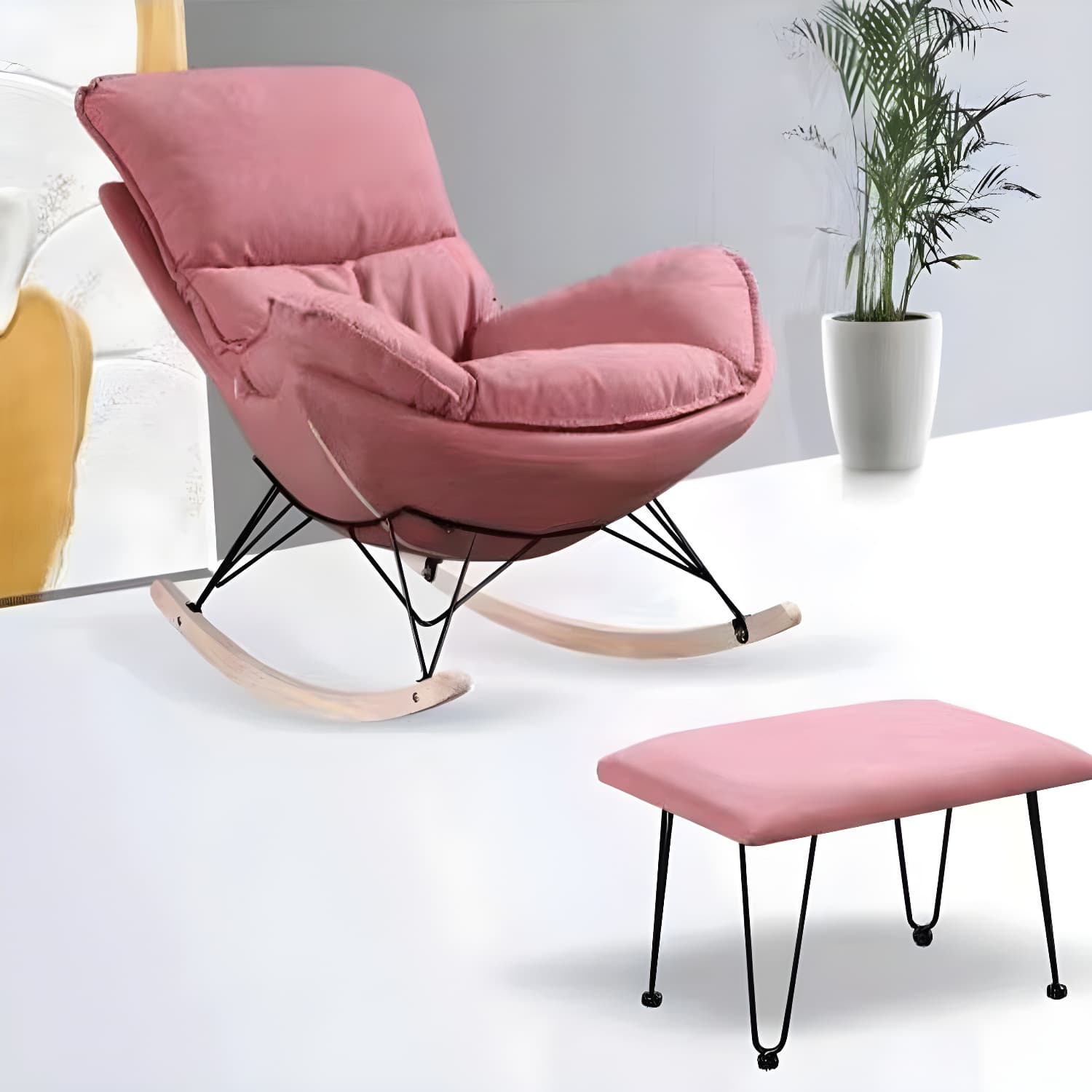 Upholstered Rocker Chair Living Room Rocking Chair with Padded Seat thumbnail 11