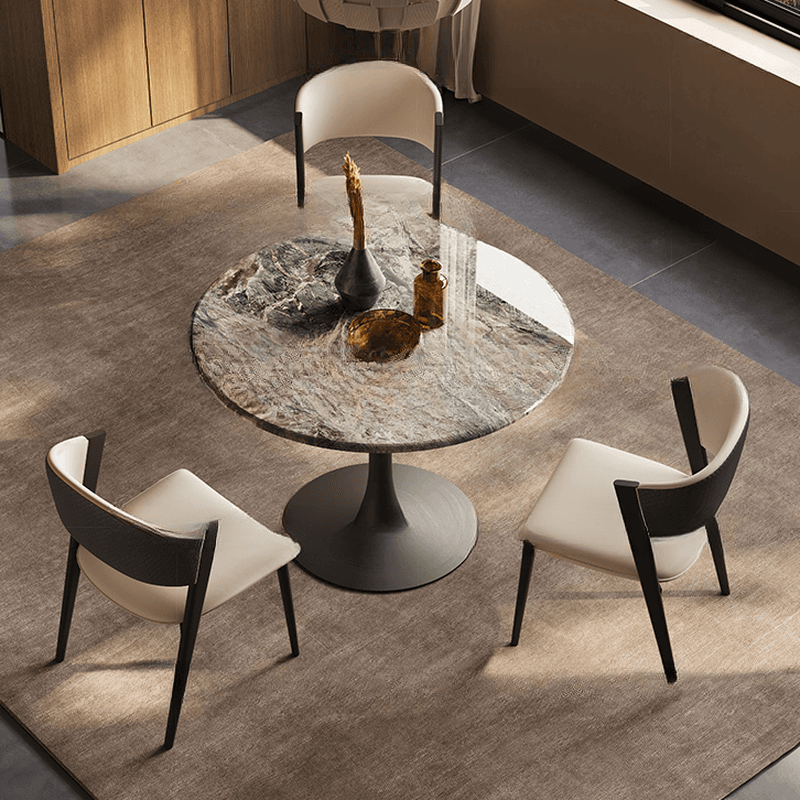 Art Deco Multi-Color Rounded Dining Table with Stone Top, Scratch-immune, Standard Height, Seats 2 thumbnail 6