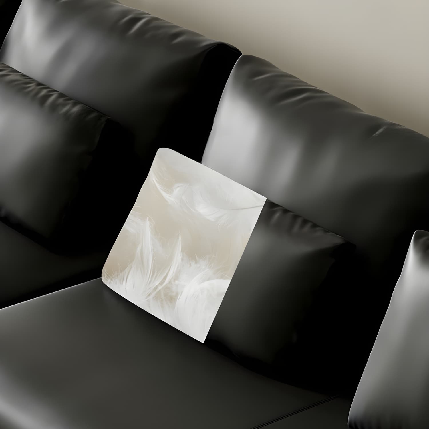 Modern Genuine Leather Sectional Sofa in Black with Recessed Arm thumbnail 6