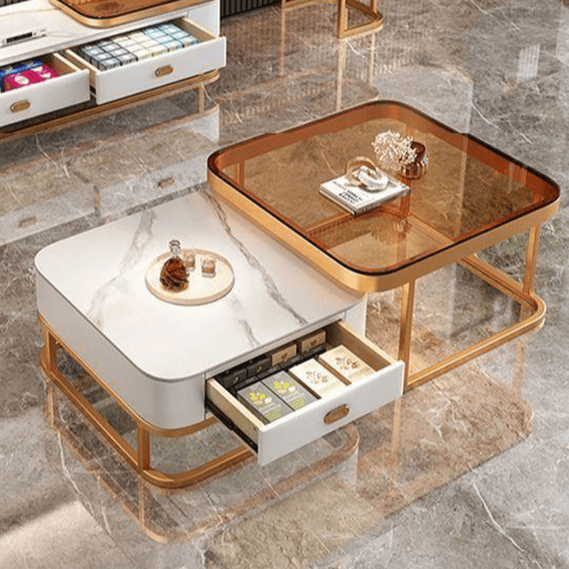 Square Double Nesting Accent Table with Framework Base for Home thumbnail 13