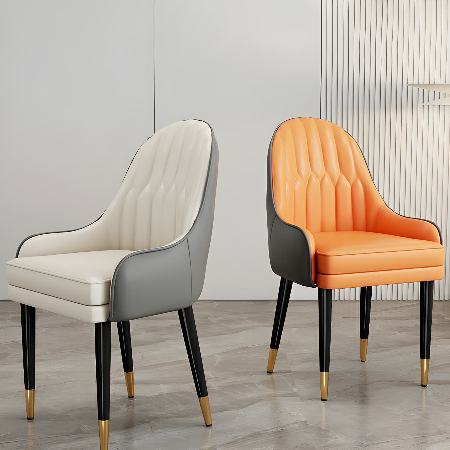Glam Arm Chair with Upholstered Faux Leather, Solid Back, and Metal Legs thumbnail 19