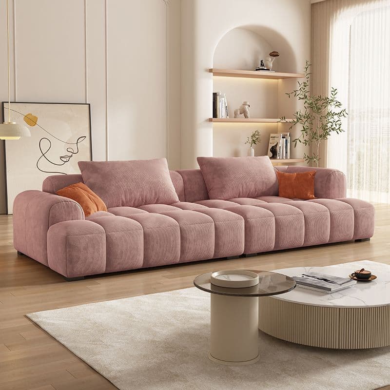 Vibrant Peony/Cerulean/Tangerine Color Sofa Couch with Round Arm and Concealed Support thumbnail 11