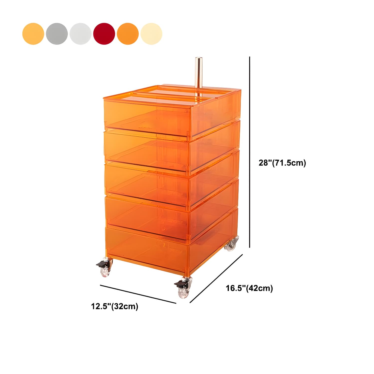 Plastic Five-Drawer Nightstand 28" H Night Table with Casters thumbnail 19