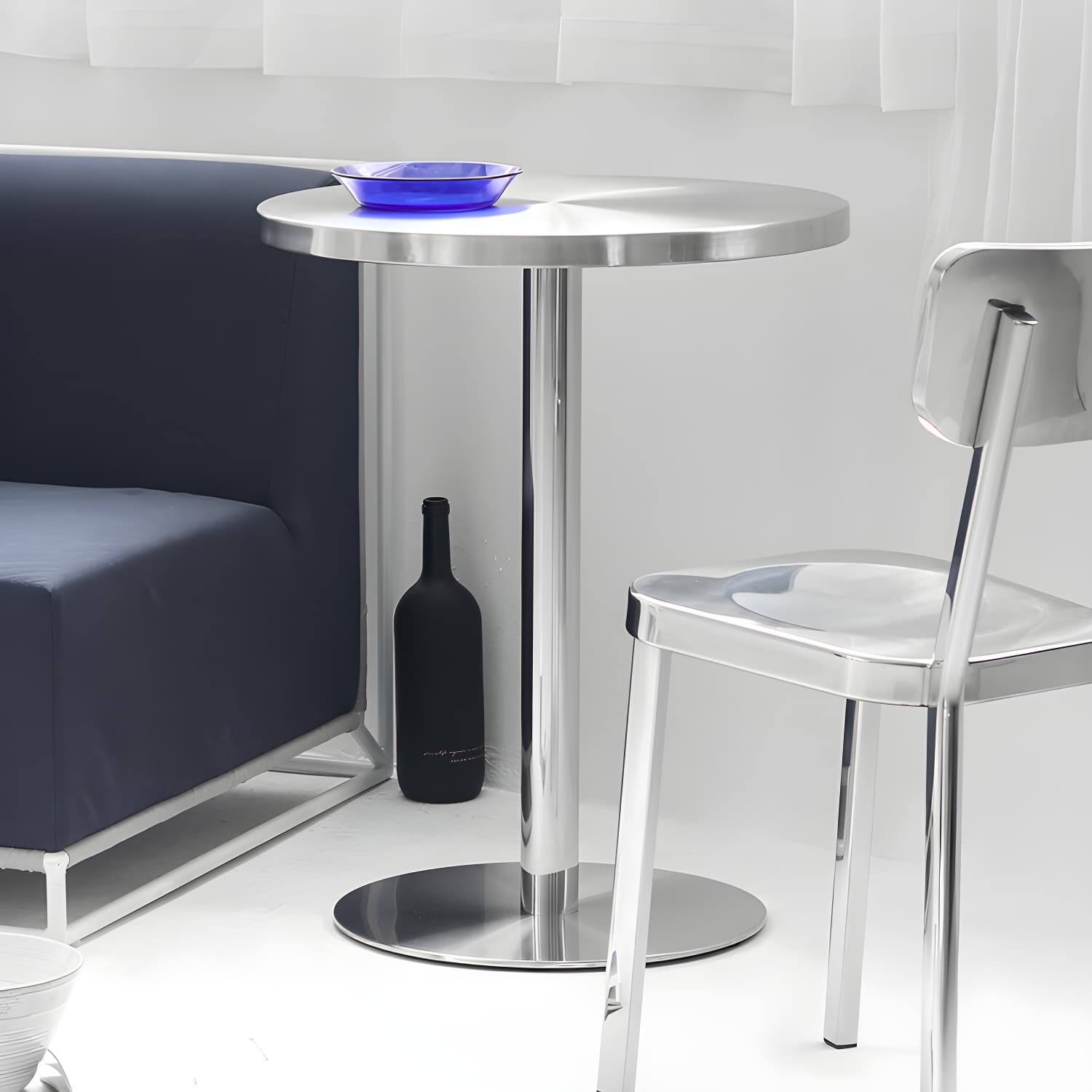 Industrial Dining Room Table Stainless Steel Table with Pedestal Table for Home Kitchen Dinner thumbnail 11