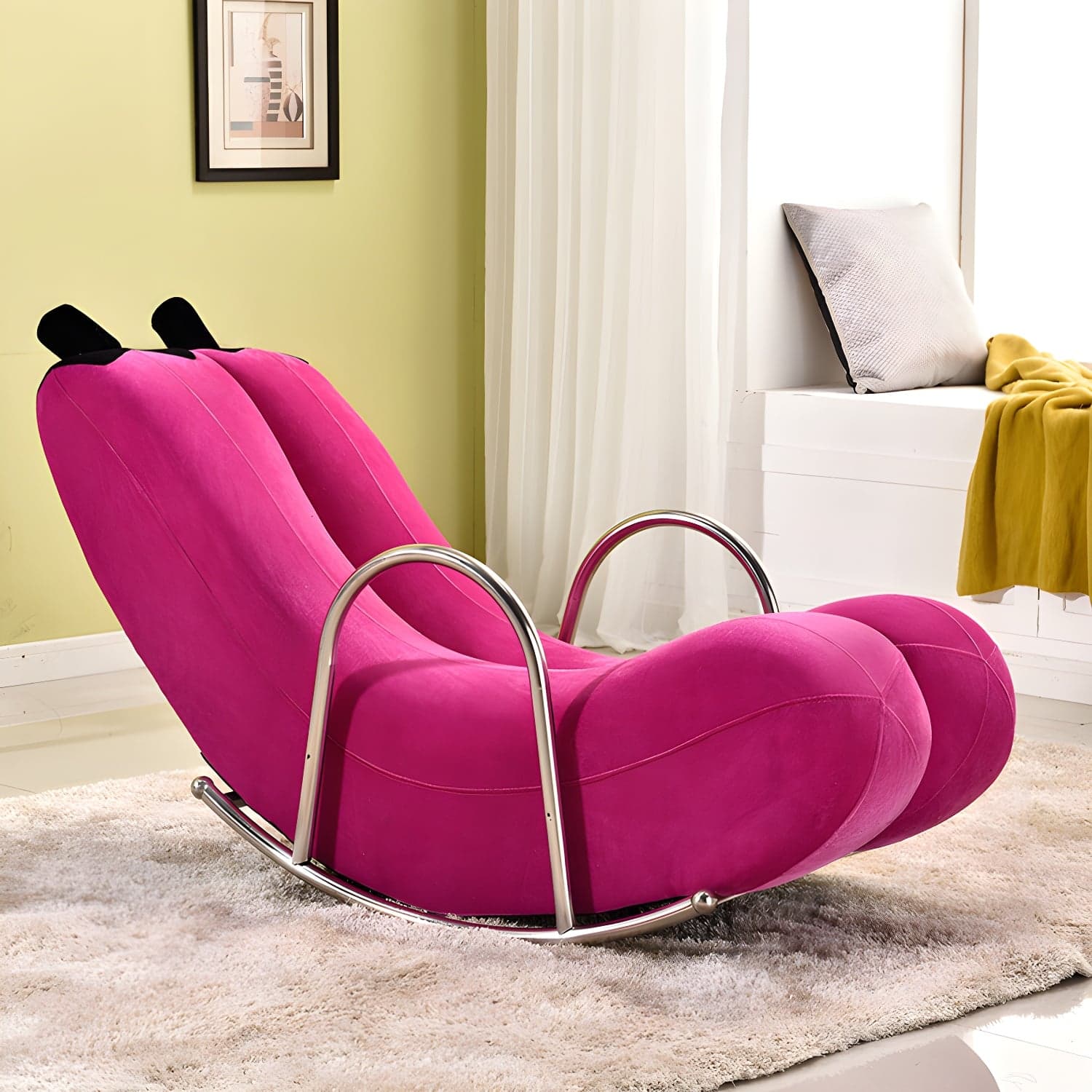 Stylish Silver Upholstered Rocking Chair with Track Arms - Modern Comfort thumbnail 6