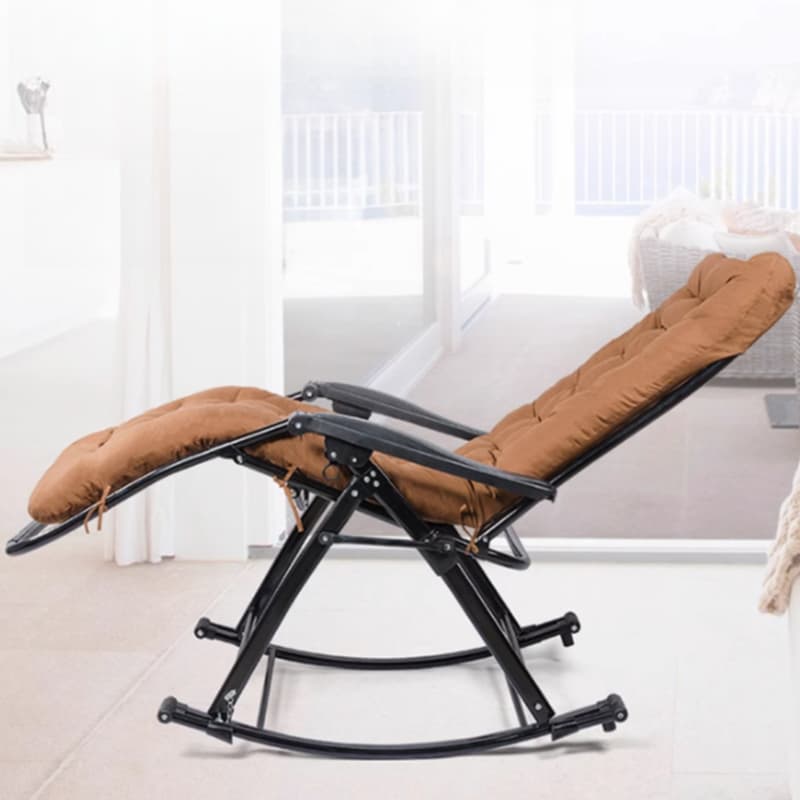 Simplistic Stain Resistant Metal Cushioned Rocking Accent Chair with Round Arm thumbnail 11