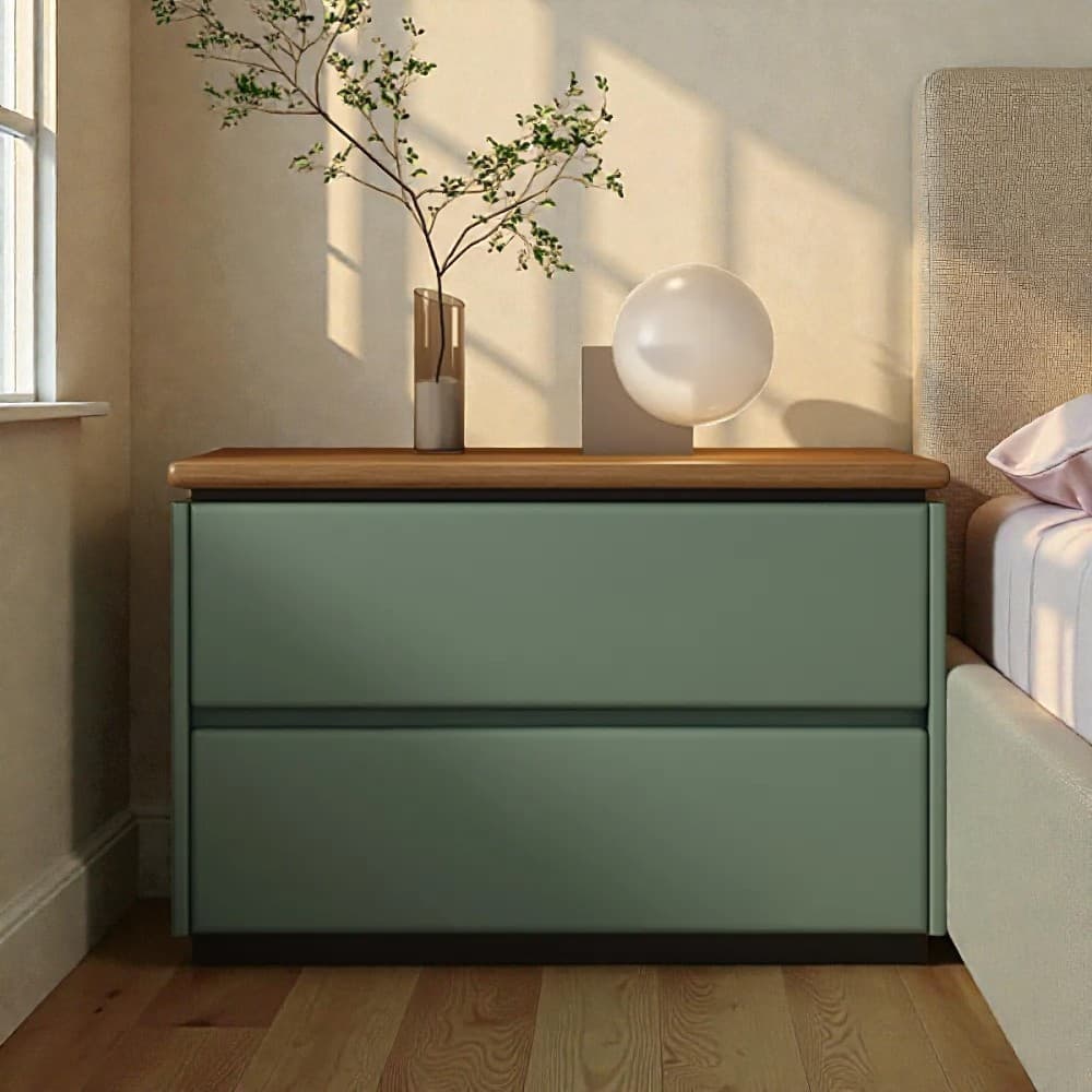Modish 2 Tiers Drawer Storage Bedside Table with Laminate Countertop thumbnail 32