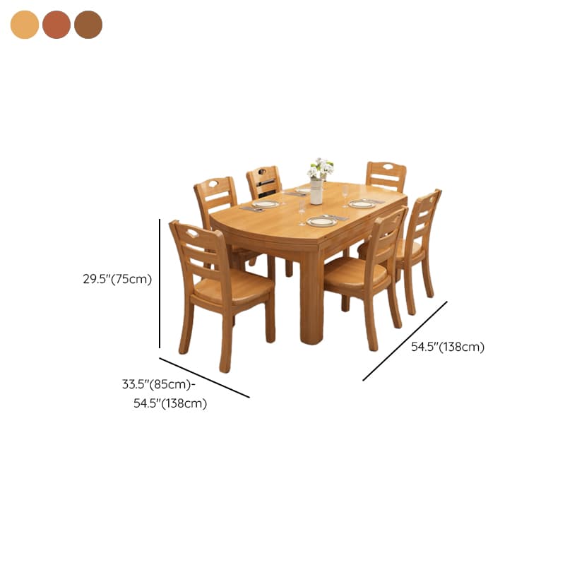 Oval Rubberwood Dining Table Set, Seats 6, Copper/Natural Finish thumbnail 7
