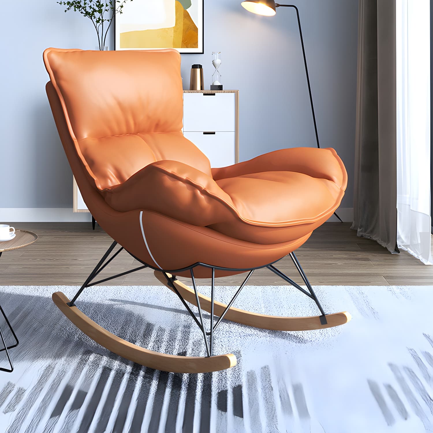 Contemporary Rocking Accent Chair Antique Finish Rocking Chair with Ottoman thumbnail 18