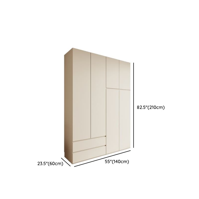 Cream Modern Wood Wardrobe Armoire with Soft Close Drawer and Door, Interior Shelves, and Hanging Rod thumbnail 11