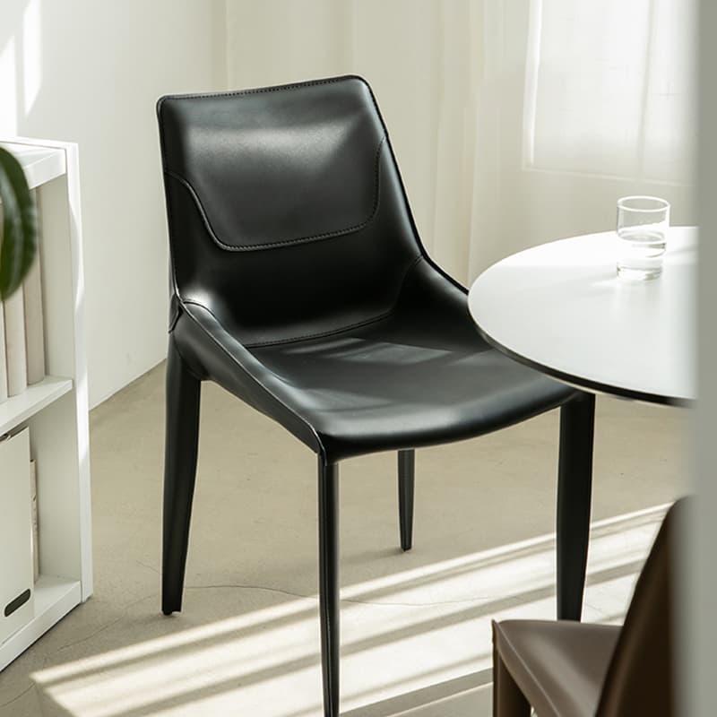 Modern Leather Armless Side Chair with Solid Back - Easy-Care, Warranty thumbnail 10