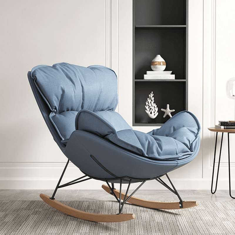 Modish Upholstered Rocking Accent Chair with Ottoman thumbnail 2